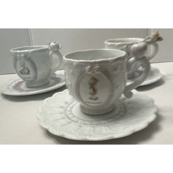 Enesco 1994 Precious Moments Collection Sep/Oct/Nov (3) Teacup Saucer Sets - Picture 2 of 10